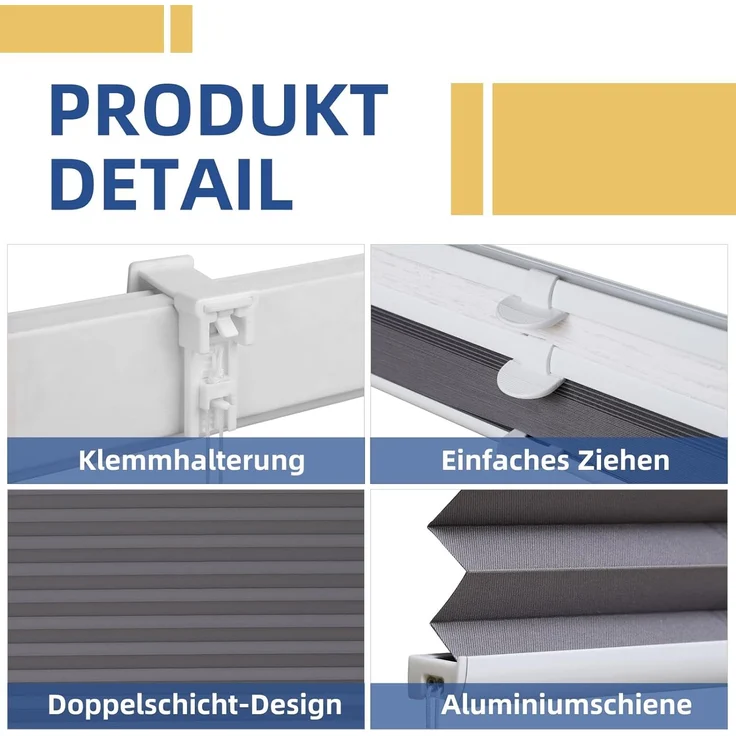 Sekey Plissee Doppelplissee Day+Night 75x200cm, Weiß & Grau – Bild 4