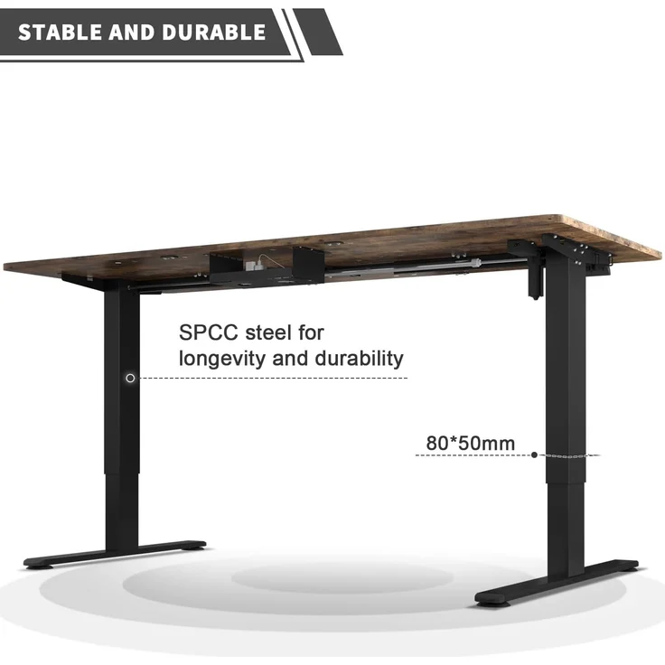 JUMMICO Schreibtisch elektrisch höhenverstellbar mit Kabelwanne und USB-Buchse, Vintage-Braun, 80x80 cm – Bild 5
