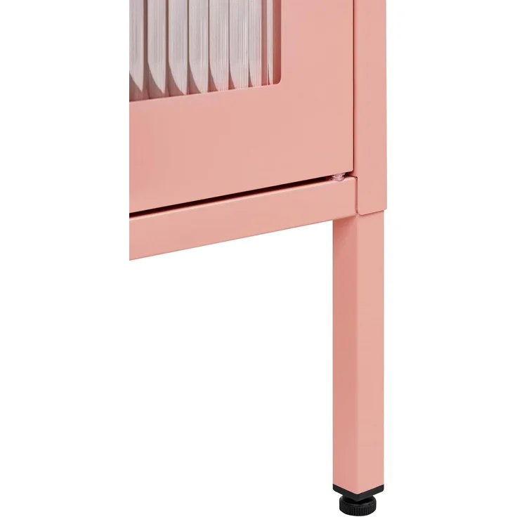 Vitrine mit Glastüren HARLYN 90 cm Metall Pfirsichrosa – Bild 8