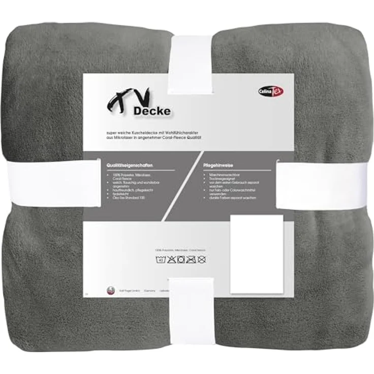 Wohndecke TV Decke Kuscheldecke Sofadecke Fleece 150x200cm grau, CelinaTex, allergikergeeignet,bügelfrei,dezenter Glanz,kuschelweich,mollig warm – Bild 4