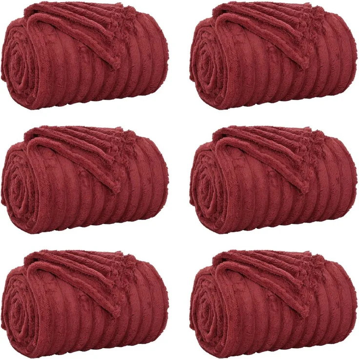 vidaXL Wohndecken 6 Stk. Bordeauxrot 240 x 220 cm 8.76 Fleece 42016895 – Bild 2