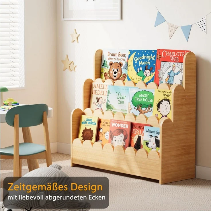 SpaceAid Bücherregal 3-stöckiges Kinderregal, Montessori-Bücherregal für Kleinkinder, 27T x 75B x 70H cm – Bild 3