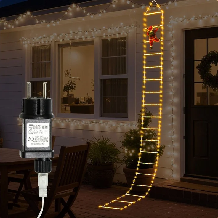 OZAVO LED-Lichterkette LED Weihnachtsmann Leiter Lichterkette, 3M Weihnachtslichterkette, 228-flammig, mit Timer,Wasserdicht,für Fenster,Garten,Haus Weihnachten Deko – Bild 2