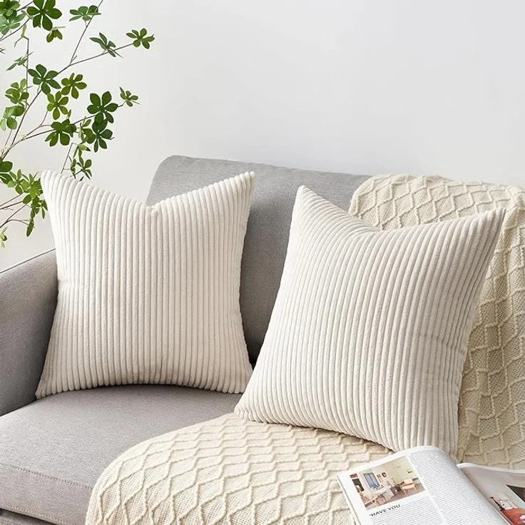 ABC 4-teiliges Kissenbezug-Set aus Flanell, 40 x 40 cm, geeignet für Wohnzimmer, Kinderzimmer und Schlafzimmer. Elegant, modern, weich, beige. – Bild 4