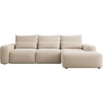 Selsey 'Carnos' Ecksofa mit Schlaffunktion, Lendenkissen, Chenille, Beige, rechts