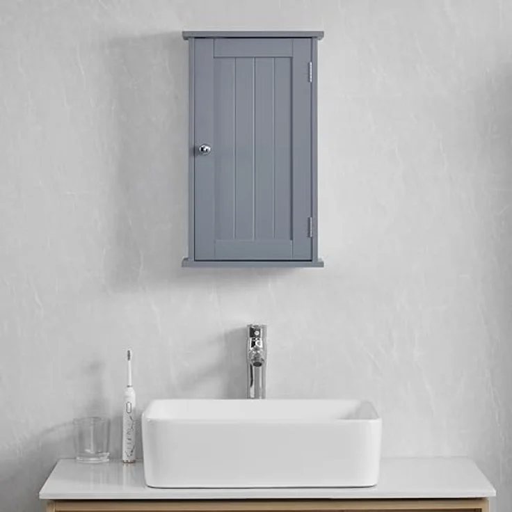 Bath Vida Priano Badezimmerschrank, Einzelschrank, Wandmontage, Aufbewahrungsschrank, Regal, Grau – Bild 4