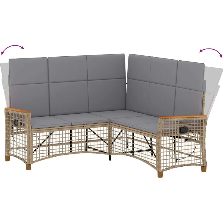 vidaXL Garten Liegesofa Set Beige und Hellgrau 164 x 164 x 112 cm 42026825 – Bild 9