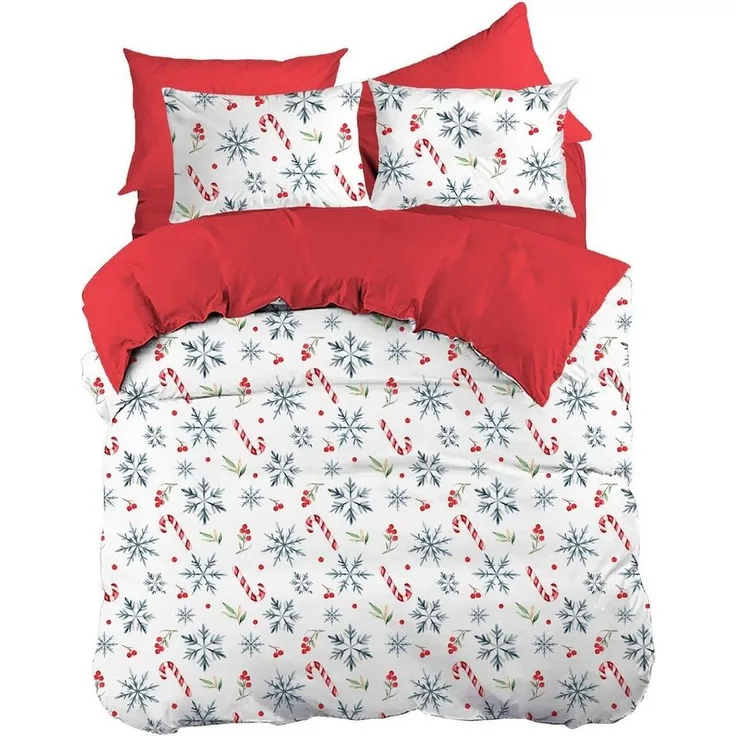L'Essentiel Maison Bettbezug Weihnachtliche Ranforce Set (135x200 cm + 80x80 cm), 100% Baumwolle Ranforce – weich & atmungsaktiv