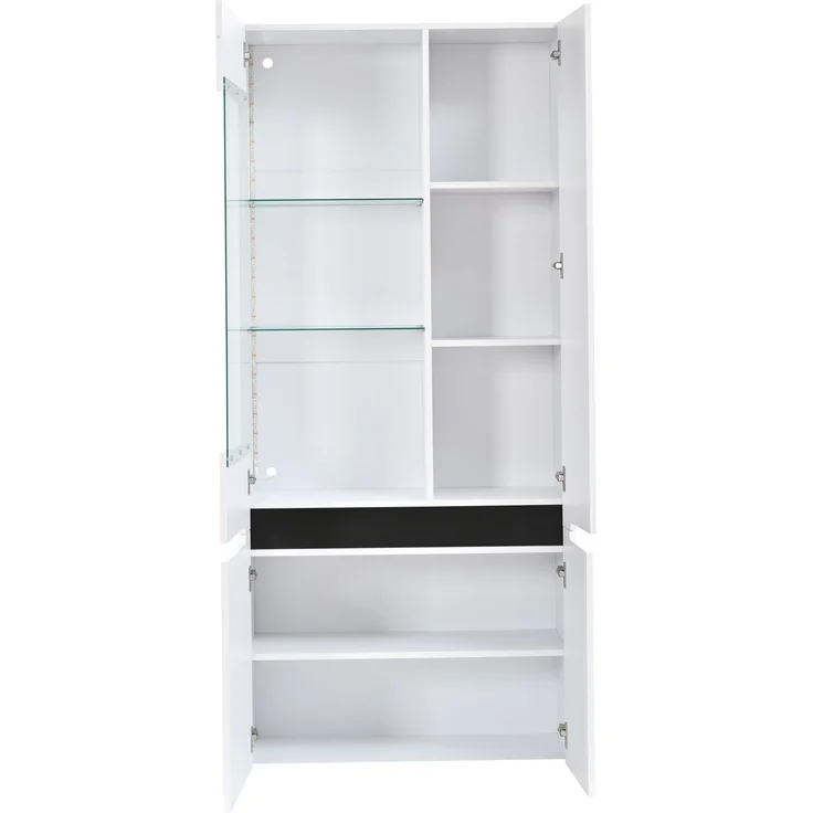 ZUBALIYA Vitrine 80x35 cm mit LED-Beleuchtung mit Sicherheitsgeländer in Weiß, ideale Lösung für kleine Räume, robuste Verarbeitung, langlebige Materialien, einfache Selbstmontage – Bild 20