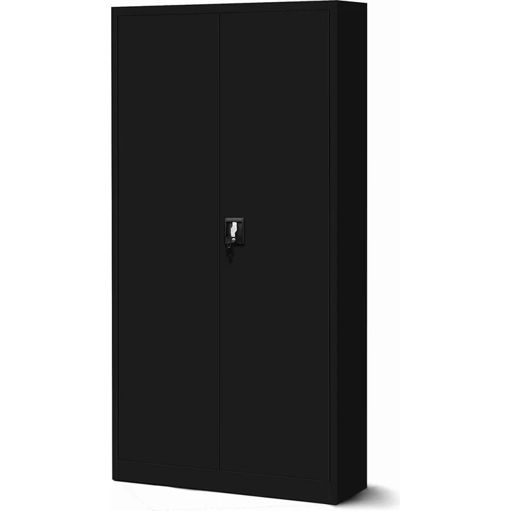 Jan Nowak 3er Set Aktenschrank C001 Metallschrank Stahlschrank Werkzeugschrank Büroschrank Lagerschrank Universalschrank Pulverbeschichtung Flügeltüren 185 x 90 x 40 cm (schwarz/schwarz) – Bild 8