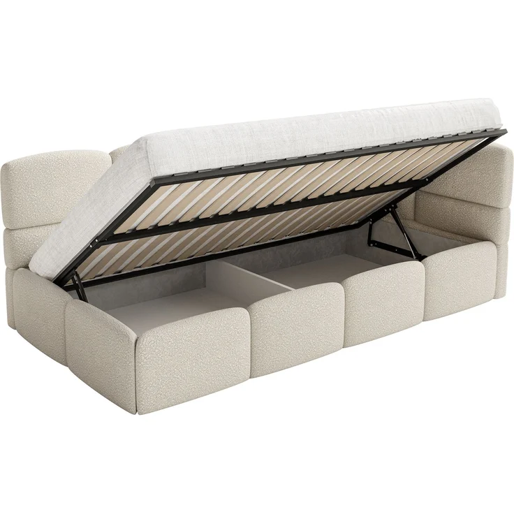 Selsey 'Cloudy' Kinderbett 120x200, Kopfteil rechts, Matratze & Bettkasten, Bouclé Hellbeige – Bild 4