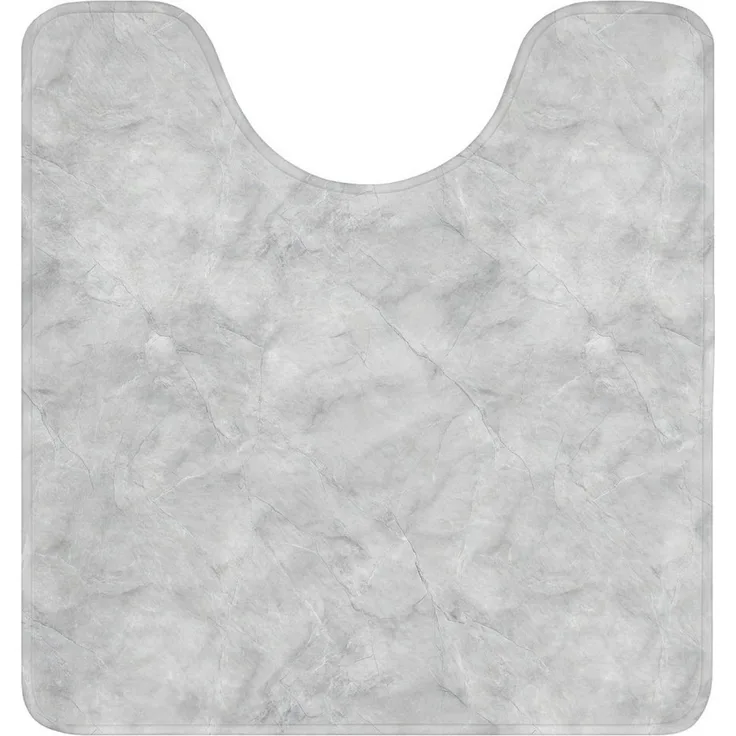OnlyWow WC-Vorleger Grau - Marmor - Matt, Höhe 10 mm, Polyester, U-Form, Vorleger mit Ausschnitt, Toilettenvorleger, Toilettenteppich