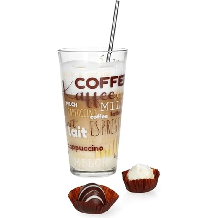 MamboCat Latte-Macchiato-Glas 12x Candy Latte Macchiato Gläser 380ml Schrift-Dekor stapelbar, Glas – Bild 5