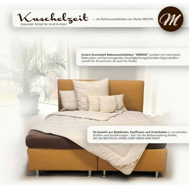 Meivita Naturhaarbettdecke Merino Vierjahreszeitendecke Combi Decke 4-Jahreszeitenbett, Füllung: 100% Merino Schafschurwolle, Bezug: 100% Baumwolle, Bettdecke Hergestellt in Deutschland – Bild 2
