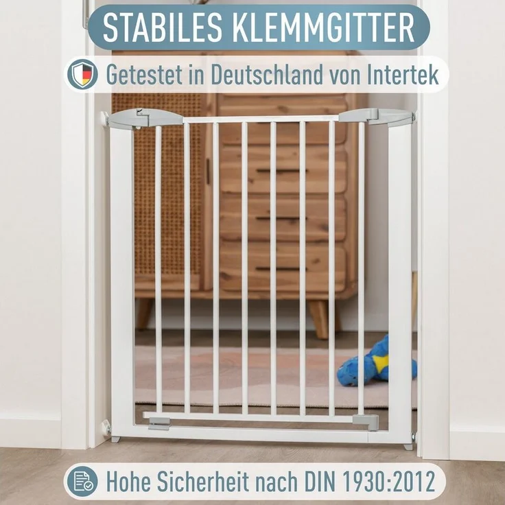 ib style Türschutzgitter Yael Treppengitter 73-81.5 cm, Treppenschutzgitter - Kein Bohren - Sicherheitsgitter für Türen – Bild 1