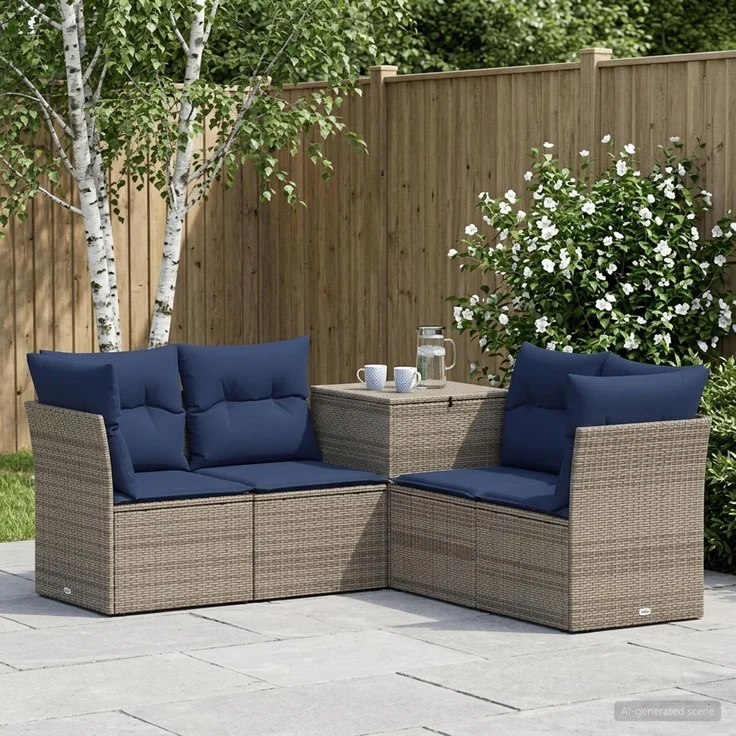 vidaXL Sofa Set 5 stk. Grau und Marineblau 179 x 179 x 85 cm 3447841 – Bild 1