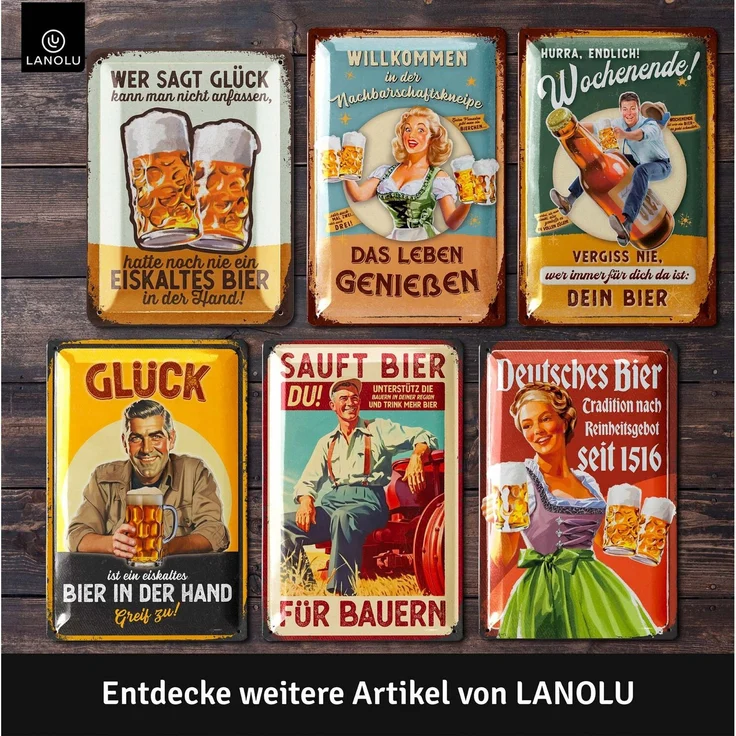 LANOLU Blechschild Deutsches Bier - 20x30cm – Metall – Mehrfarbig – 20249 – Bild 5