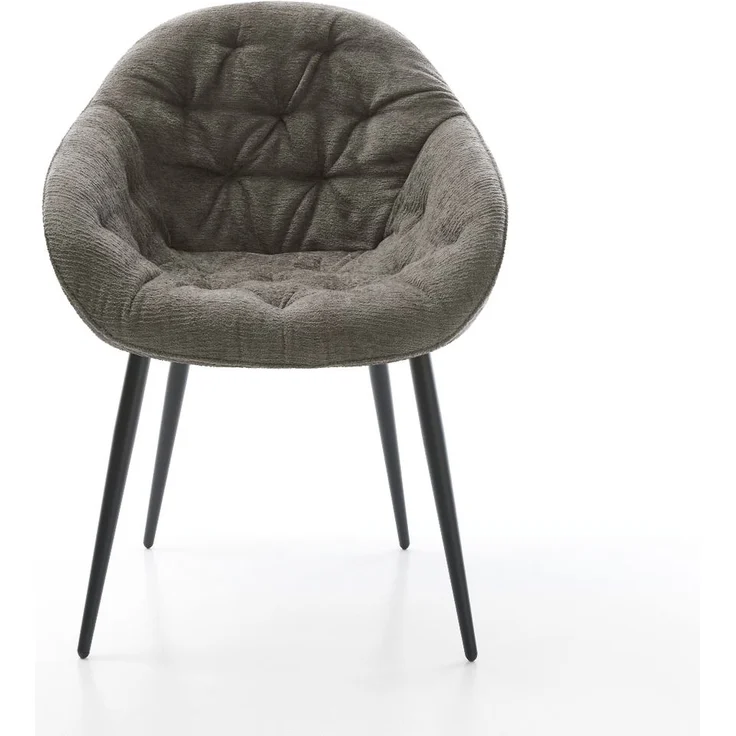 Esszimmerstuhl Gaio-Flex Bouclé Soft Schlamm 4-Fuß konisch Schwarz – Bild 2
