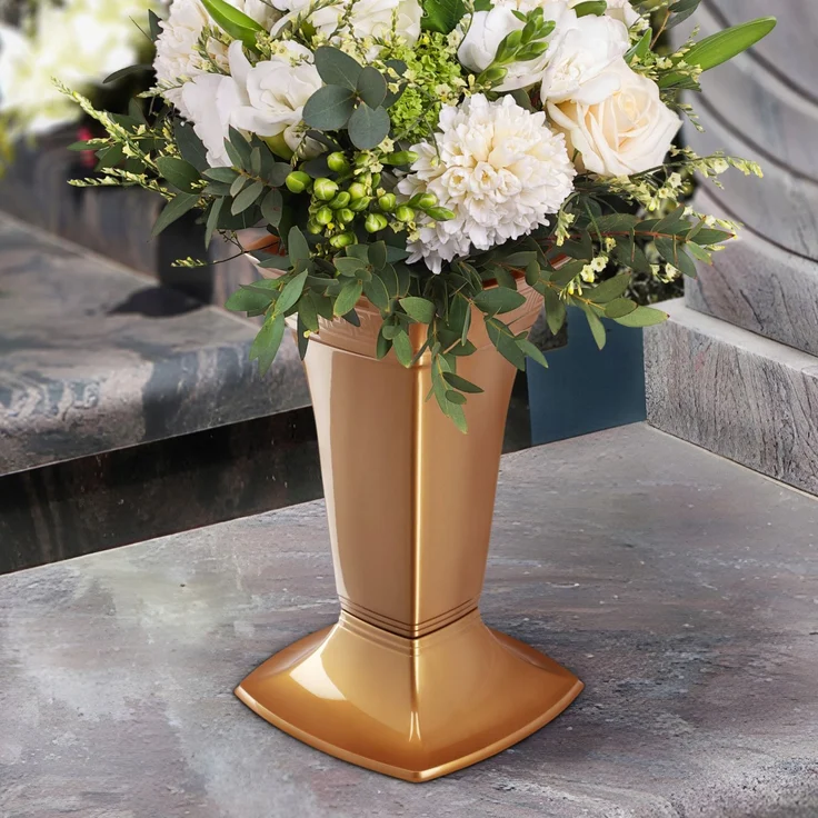 KADAX Vase für Friedhofsphiole, Grabstein, 30 cm, Gold – Bild 2