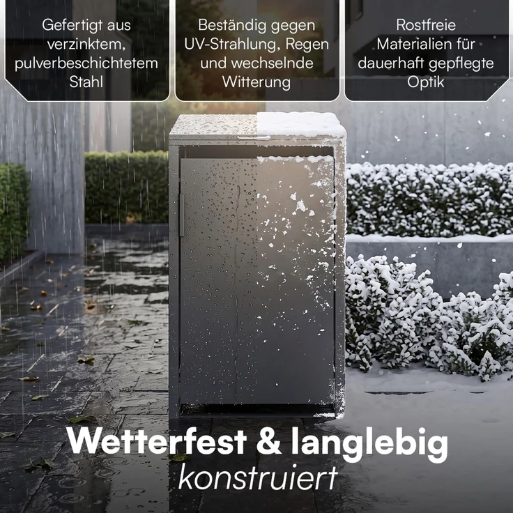 STEELSØN 'Thoria' Mülltonnenbox 1er je 120 Liter, anthrazit, Mülltonnenverkleidung aus Stahl, wetterfest, 102x62x60,5 cm, Müllbox für 1 Tonne – Bild 6