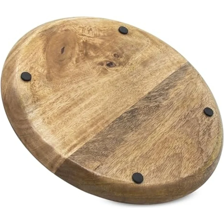 Spetebo Tablett Stilvolles Deko Tablett, Mangoholz, (natur, 1-tlg, Ø 30 cm), Landhaus Holz Kerzenteller mit Rand – Bild 3