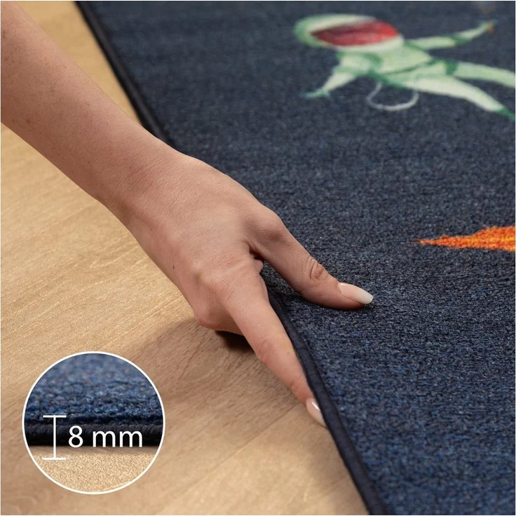 Carpettex Kinderteppich Weltraum Design, Rechteckig, Höhe: 7 mm, Teppich Kinderzimmer MarineWeltraum Design Rutschfest Waschbar – Bild 2