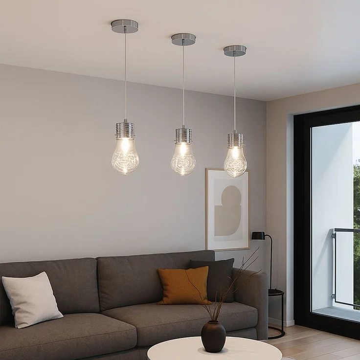Hängelampe, Edison-Design, Drahtgeflecht, Glas, D 12 cm – Bild 7