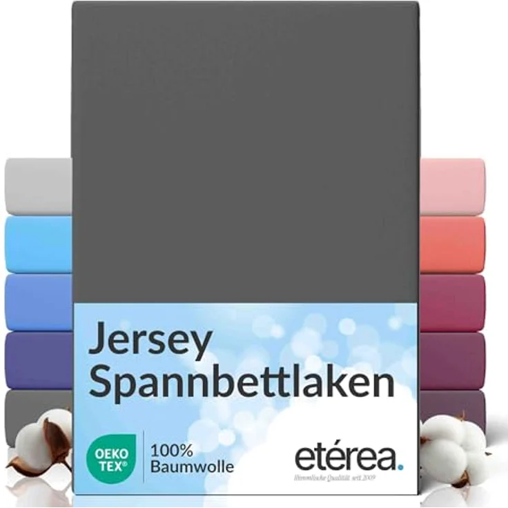 etérea Comfort Jersey Spannbettlaken Anthrazit 90x200 cm - 100x200 cm – Bild 2
