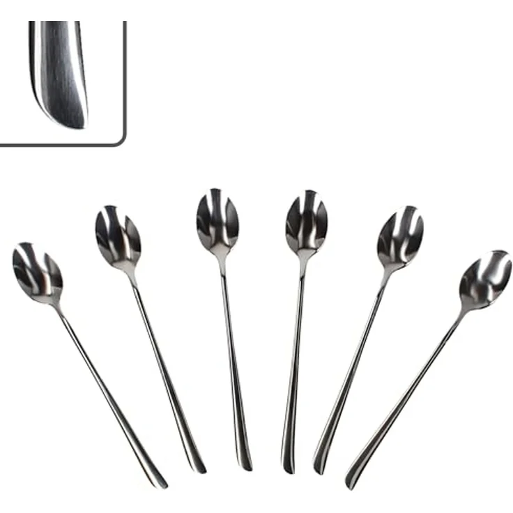 Justinus Besteck-Set 6er Set Twist lange Latte Macchiato Löffel 6 Pers Longdrink Eis, Edelstahl – Bild 1