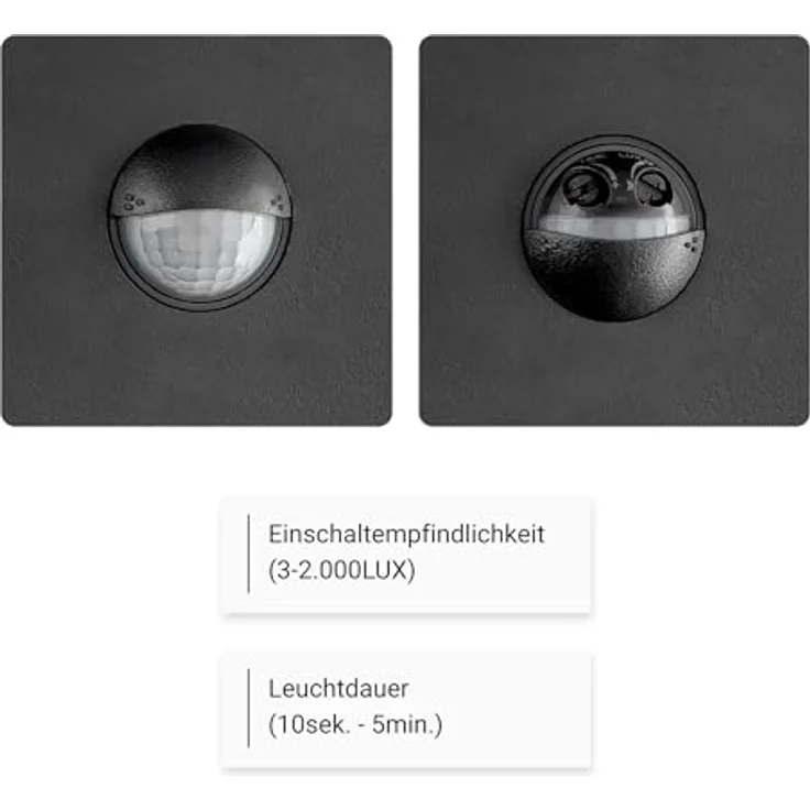 SEBSON® LED Außenleuchte mit Bewegungsmelder, Wandleuchte anthrazit, 15W, 1000lm, kaltweiß 5800K, IP65, Sensor 9m / 140° – Bild 3