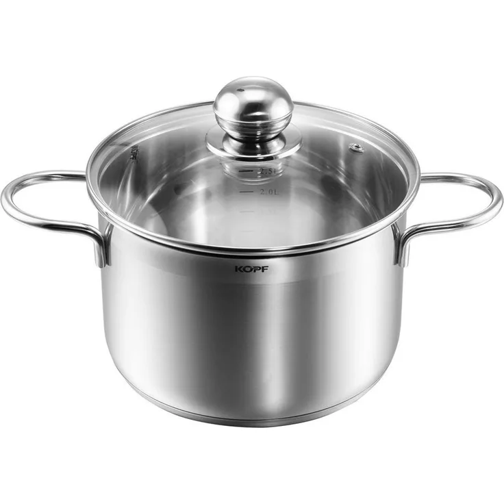 Kopf Fleischtopf Josie 16 cm, Edelstahl, Kleiner Topf, Kochtopf, Ø 16 cm, Höhe 10,5 cm, 1,95 Liter, Induktion