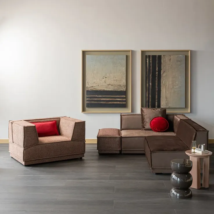 Beistelltisch Orivo - MDF & Holzfurnier Altrosa, Ø 40 cm – Bild 2