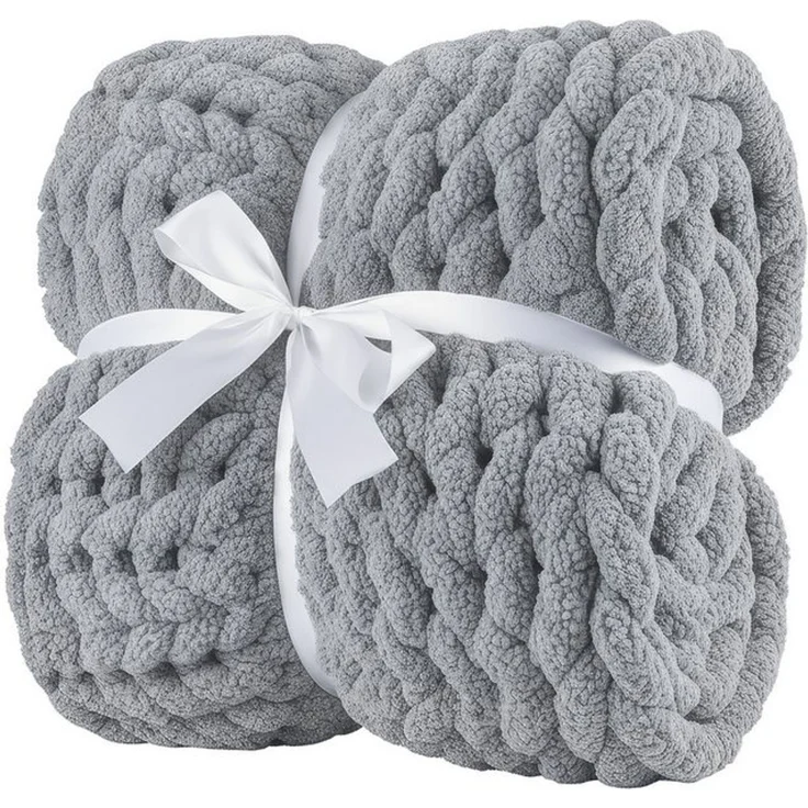 Wohndecke Grobmaschige Wohlfühldecke, Feluna, Flauschige Kuscheldecke Grobstrick Tagesdecke – Bild 4