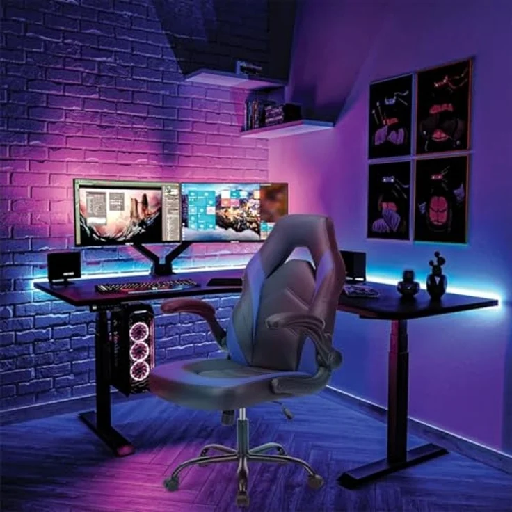 SURFOU Gaming Stuhl, Chair Sessel Bürostuhl, Schreibtischstuhl Ergonomischer, Gamer Stühle Gamerstuhl Männer Gamingstuhl Gamingstühle Gaming-Stuhl Computerstuhl Computersessel Gamingsessel, Blau – Bild 4