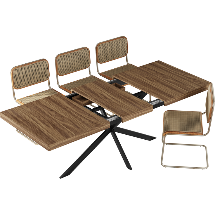 Abrihome Esstisch mit Ausziehfunktion und Stauraum, Braun, 180x80x76 cm – Bild 8