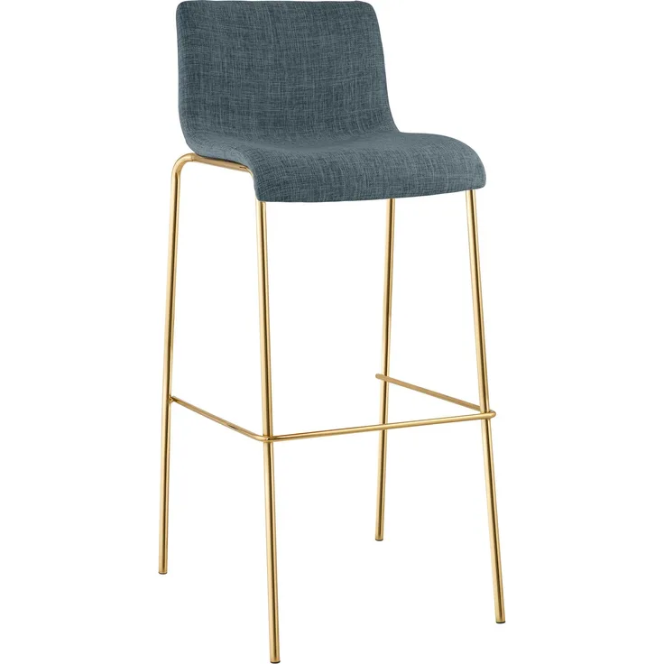 CLP Barhocker Hover stapelbar Stoffbezug Vierfußgestell Goldoptik bis 150 kg,blau