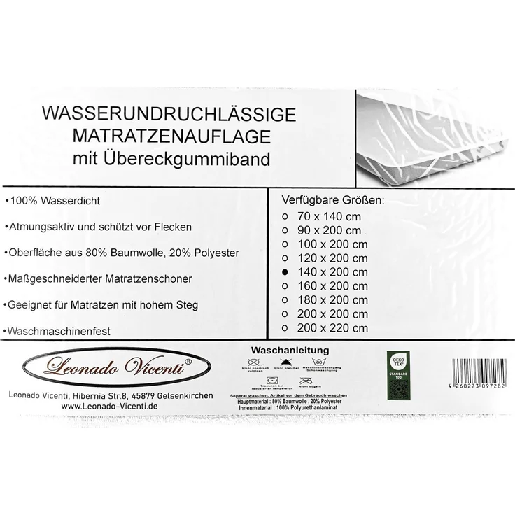 Matratzenschoner Wasserdicht und Atmungsaktiv 160x200cm +25cm mit 4 Eckgummi Inkontinenzunterlage Waschbar – Bild 9