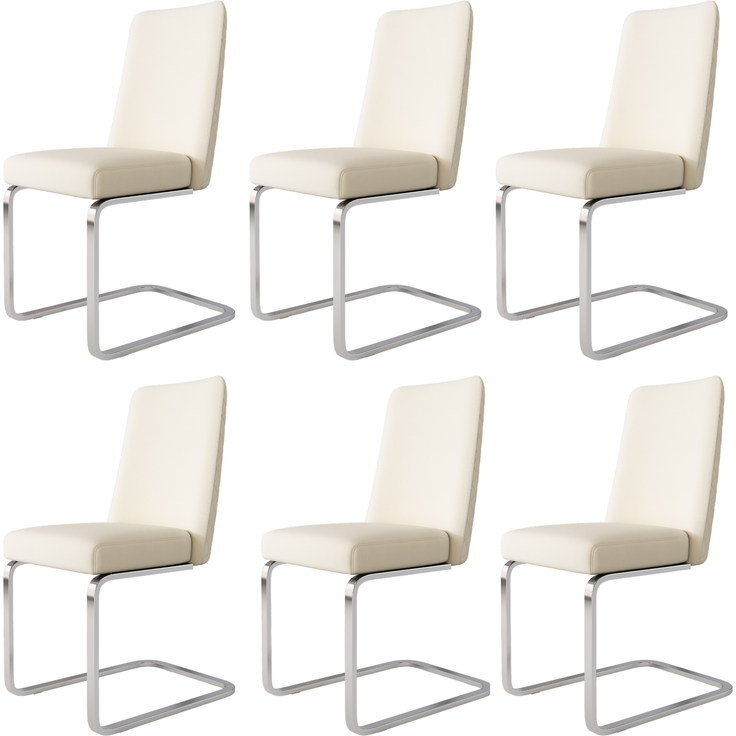 Merax Samt-Esszimmerstuhl, 6er-Set, Wohnzimmer, Schlafzimmer, Lounge-Sessel, Diamant-Rücken-Design, mit silbernen Metall-Stützbeinen, Beige+Silber