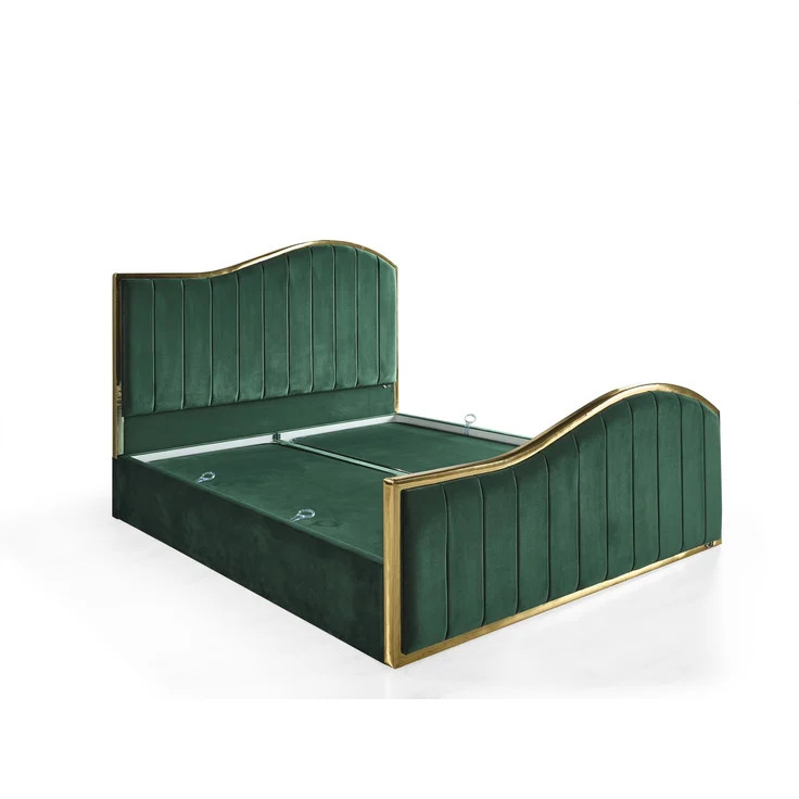 Schlafzimmer-Set "Alia" – Bett mit Bettkasten und Matratze , Bettbank, Nachttisch-Grün – Bild 10