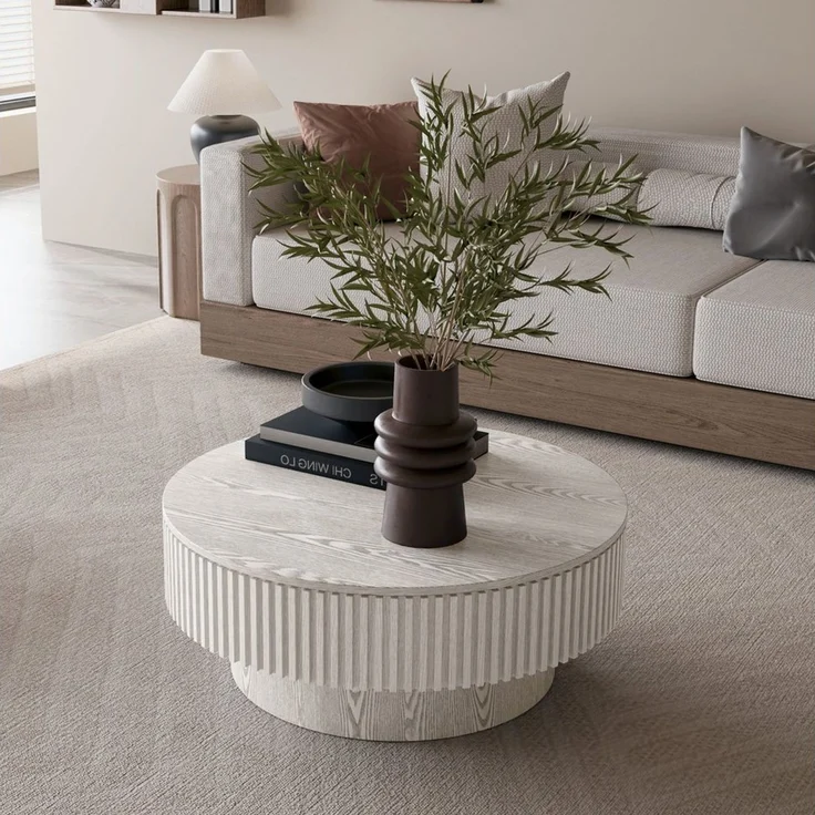Celya Couchtisch Akzent-Teetisch rund 75 cm (Mit verstecktem Stauraum unter der Tischplatte, einzigartige Pilzform), idealen Ergänzung für Wohnzimmer, Schlafzimmer oder Büro – Bild 4