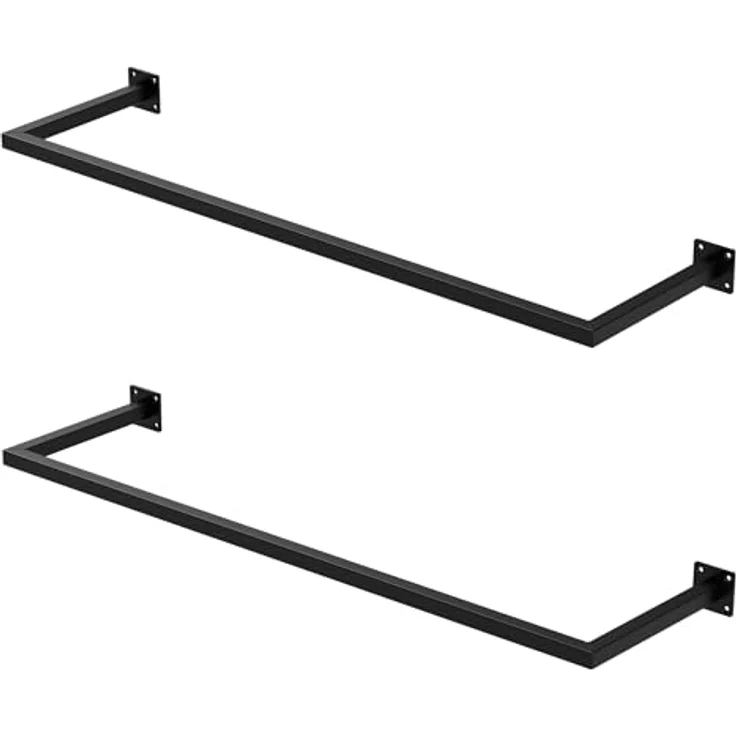 ML-Design 2er Set Kleiderstange Rechteck, Wandmontage, Schwarz, 30cm x 110cm, stabiles Stahlgestell, inklusive Montagematerial – Bild 1