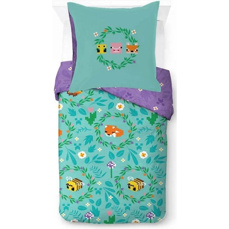 Minecraft Kinderbettwäsche Minecraft Bettbezug-Set 135x200 cm + Kissenbezug 80x80 cm, Washed Cotton, 2 teilig, 100 % Baumwolle, maschinenwaschbar, wendbar – Bild 4