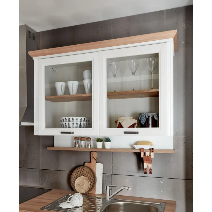 JASMIN Moderne Küchenzeile ohne Elektrogeräte in Pinie hell, Artisan Eiche Optik - Geräumige Einbauküche im Landhausstil - 235 x 216,5 x 60 cm (B/H/T) – Bild 4