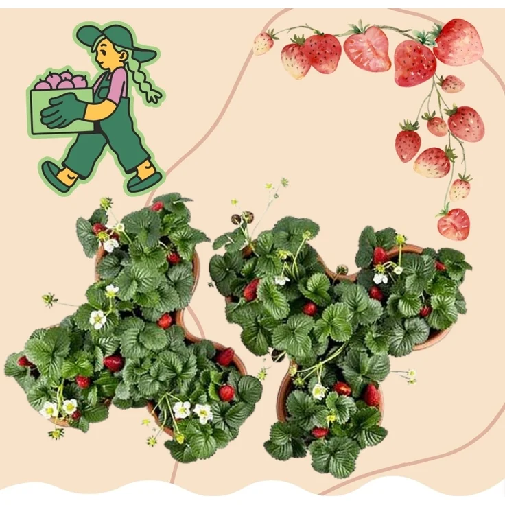 GarPet Blumentopf Pflanzturm Erdbeerturm 3er Set Säulentopf Stapelbar Vertikaler Garten – Bild 6