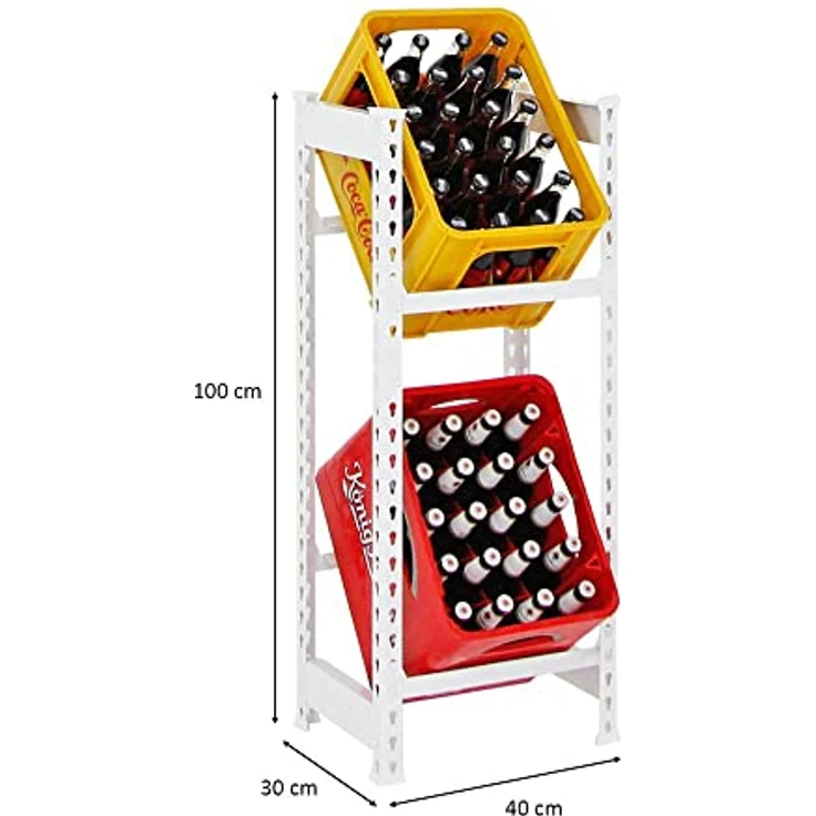 PROREGAL® Standregal Getränkekistenregal CAMEL 100x40x30cm Weiß, 2 Ebenen, 100kg Tragkraft pro Ebene, stabiles Kistenregal – Bild 3