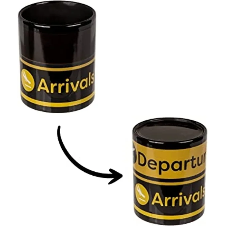 Tasse mit Flughafen Motiv 300ml Steingut Farbwechseltasse Thermotasse