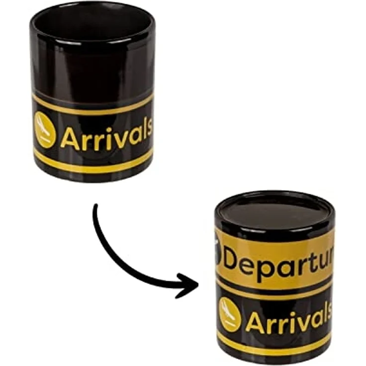Tasse mit Flughafen Motiv 300ml Steingut Farbwechseltasse Thermotasse – Bild 1