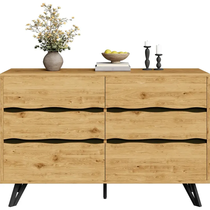 Sideboard, Breite 120cm, Wohnzimmerschrank, Mehrzweckschrank, Schubkastenkommode, Küchenschrank, Aufbewahrungsschrank