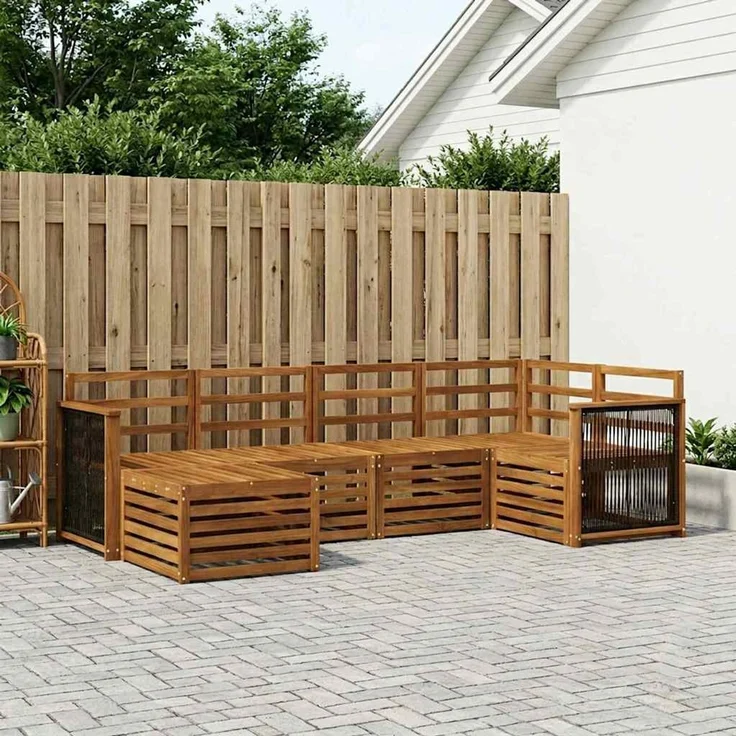 vidaXL Outdoor-Sofagarnitur 6 stk. 5-Sitzer Natur Massivholz Akazie 3384560 – Bild 1