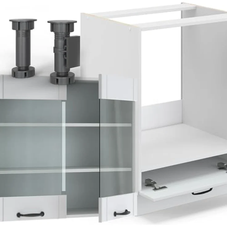 Vicco Fame-Line Eckküche, Creme/Weiß, L-Form, Holzwerkstoff, 190x82x60 cm, ohne Geräte – Bild 6